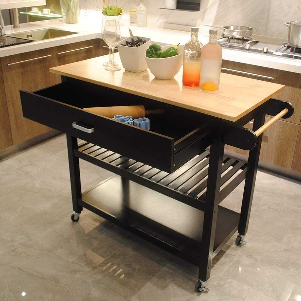 Kitchen Island Cart on Wheels with 2 Drawers and 2 Shelves K526847