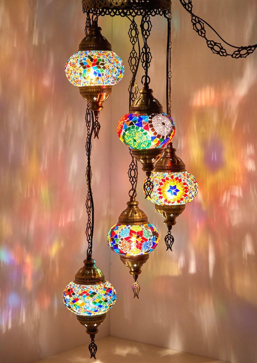 5 Globes Mosaic Ceiling Hanging Pendant Light Fixture L35931