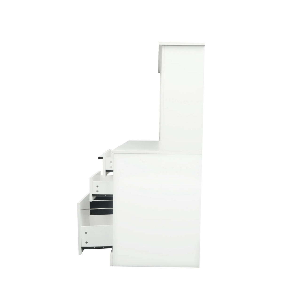 Antiqued White Computer Desk With Hutch And Keyboard Drawer E800865
