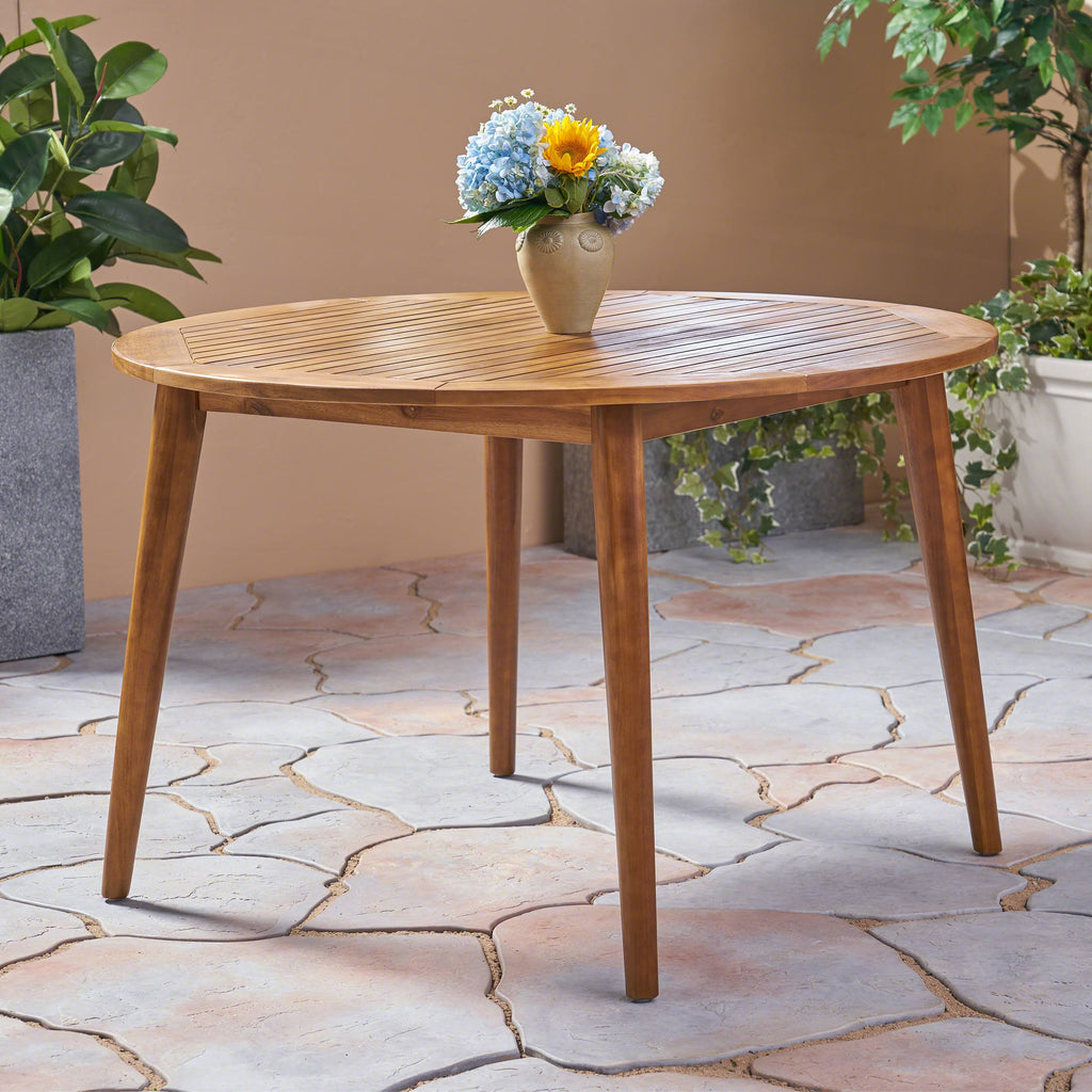 Gray Acacia Wood Round Dining Table O2300