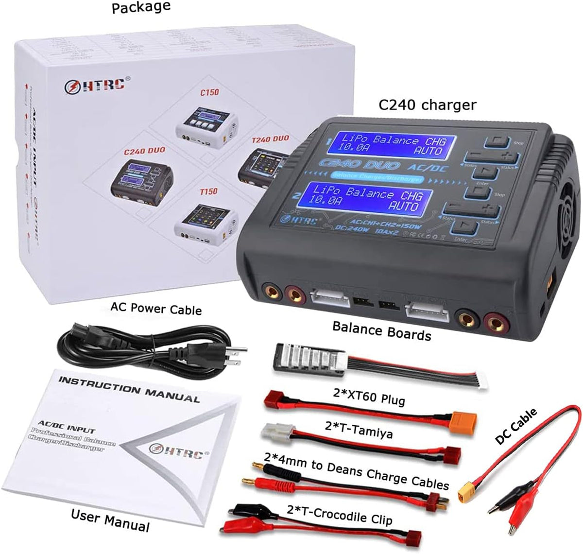 Dual LiPo Balance Charger 1S-6S AC 150W DC 240W 10A RC Battery Charger K43929