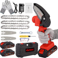 Cordless 4 Inch 24V Electric Chainsaw with 2 Batteries, 2 Chains, Pack of 2 O34868