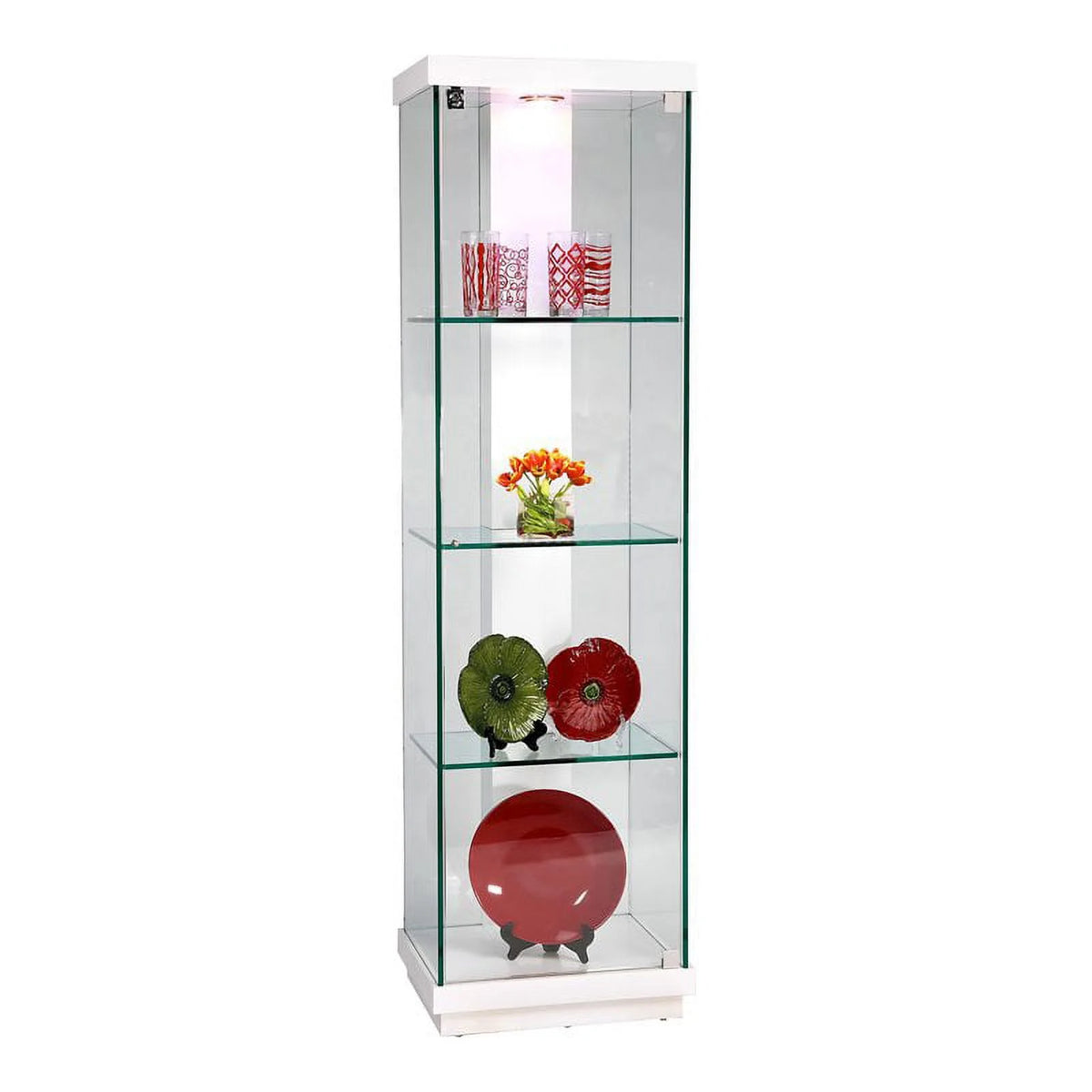 White Steel and Tempered Glass Curio Cabinet F295