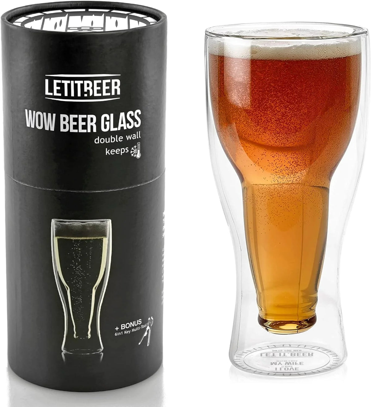 Double-walled Beer Bottle Shaped Glass Set of 2 G53879