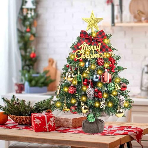 2FT Small Tabletop Mini Artificial Christmas Tree with Lights X1768
