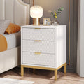 White and Gold 3 Drawer Nightstand G830411