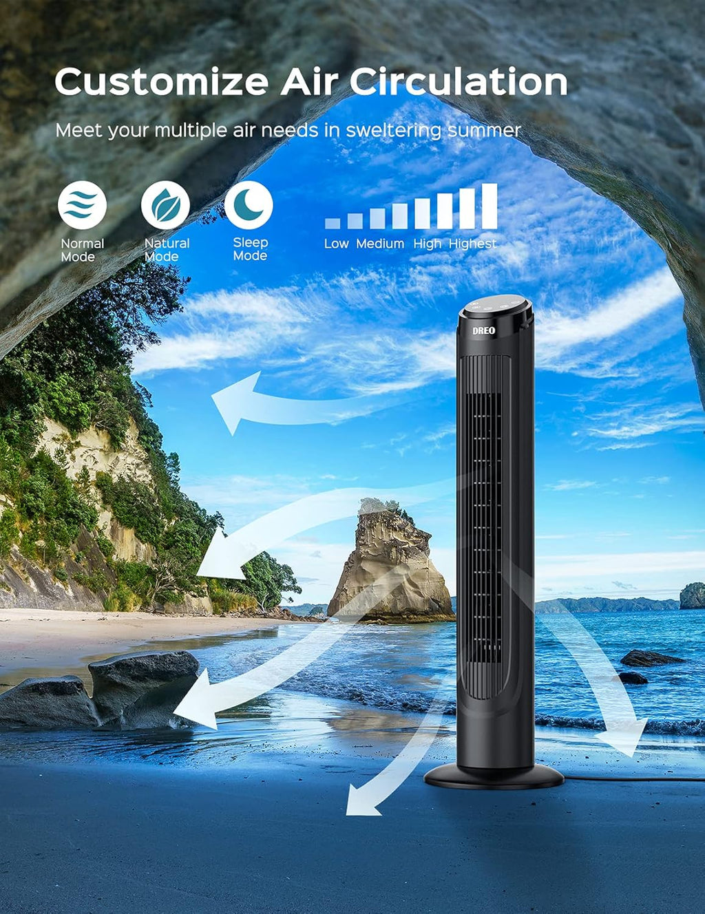 40" Oscillating Tower Fan with Remote, 12 Modes, 12H Timer, LED Display, Pack of 2 V1762