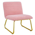 Pink Plush Fabric Single Person Sofa Chair with Golden Metal Legs W41401