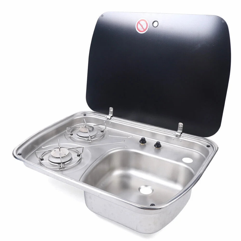 2 Burner LPG Gas Stove Hob Sink Combo Cooktop N613