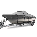 Trailerable Waterproof Heavy Duty Boat Cover for V-Hull, Tri-Hull, Runabout, 16'-18.5' Long, Gray U950