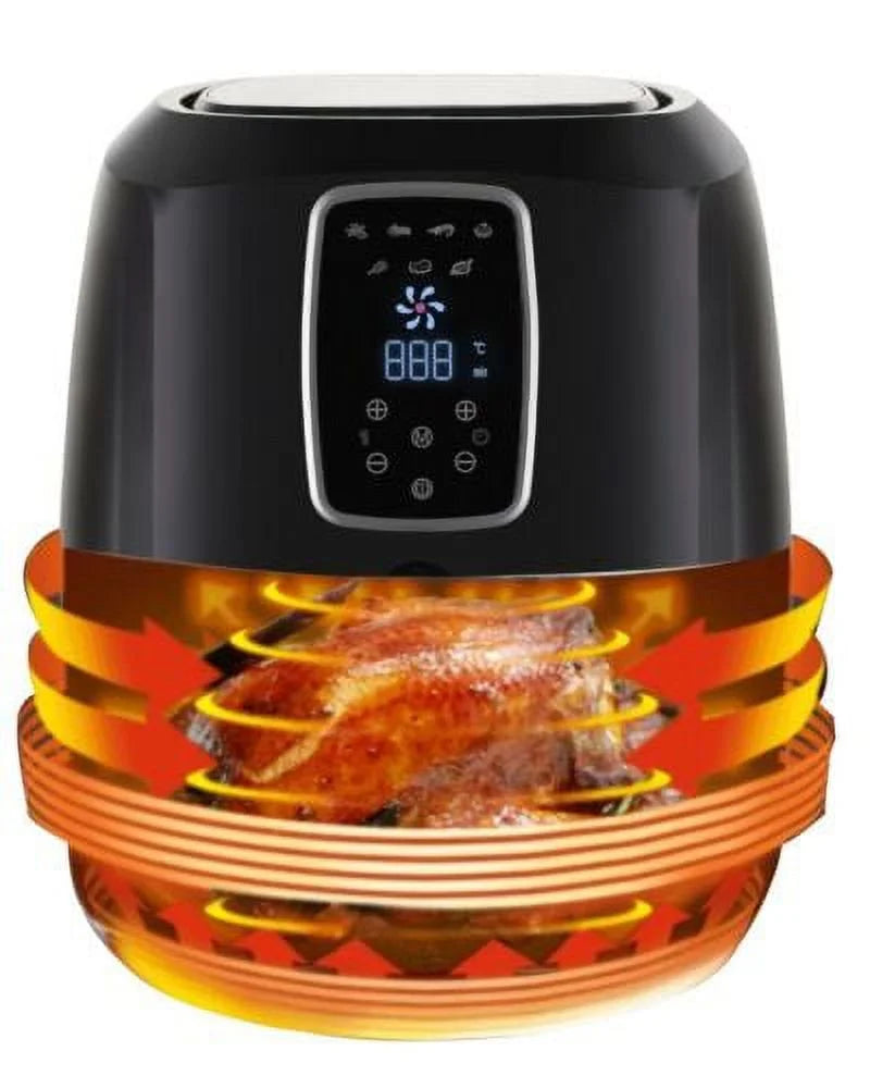 5.5 Quart Air Fryer Black with Digital LED Touch Display Non-Stick Basket F938
