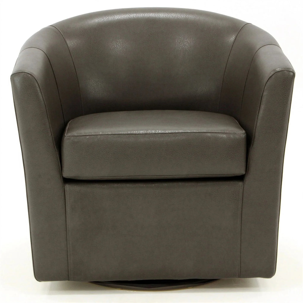 Charcoal Faux Leather Swivel Club Chair W592