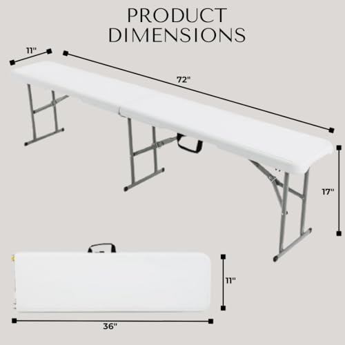 2.75ft White Plastic Folding Bench M761923