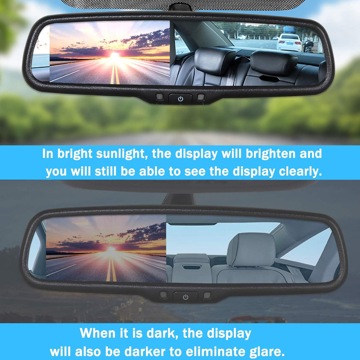 4.3 LCD Screen Auto Dimming Rear View Mirror with Universal Mount C403