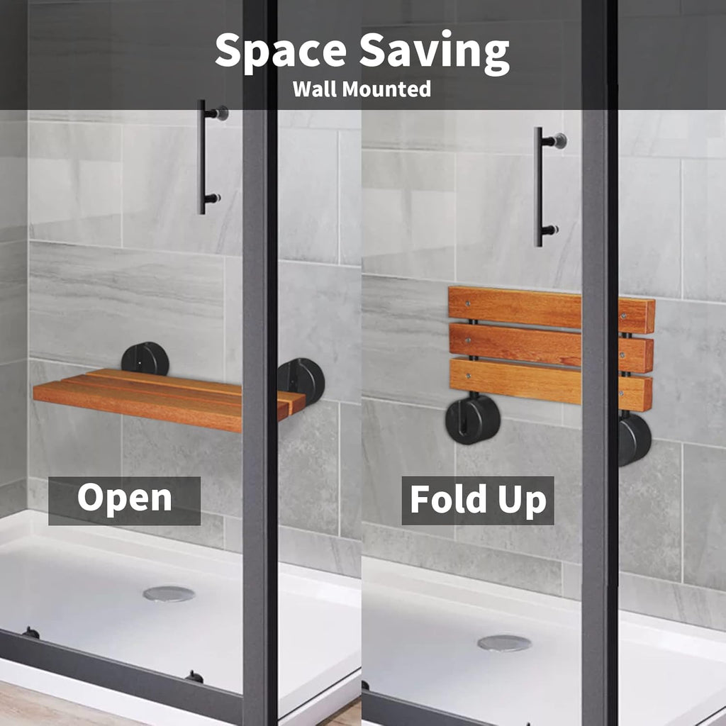 Folding Teak Shower Seat Wall Mounted T834