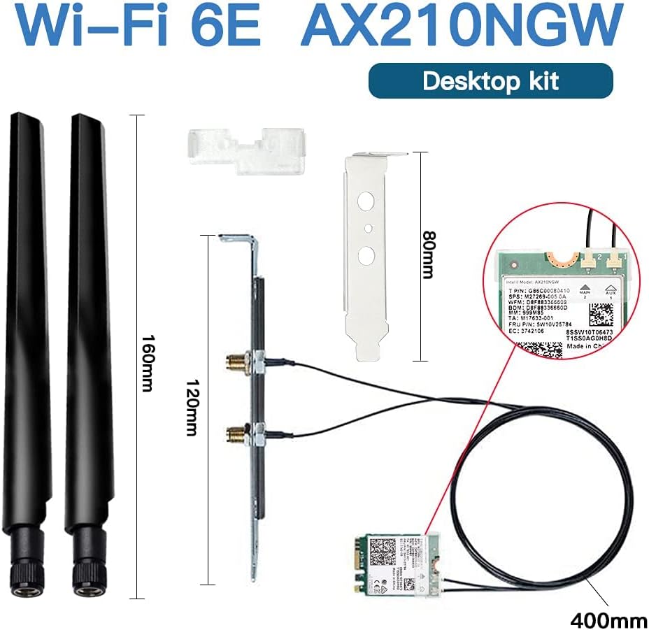 AX210 WiFi 6E M.2 2230 NGFF Wireless PC 802.11ax 5400Mbps Network Card Pack of 2 M78845