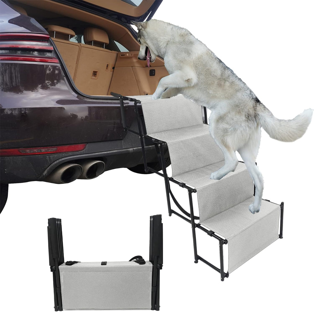 4/5 Steps Folding Pet Stairs Ramp Lightweight Portable Waterproof E4080