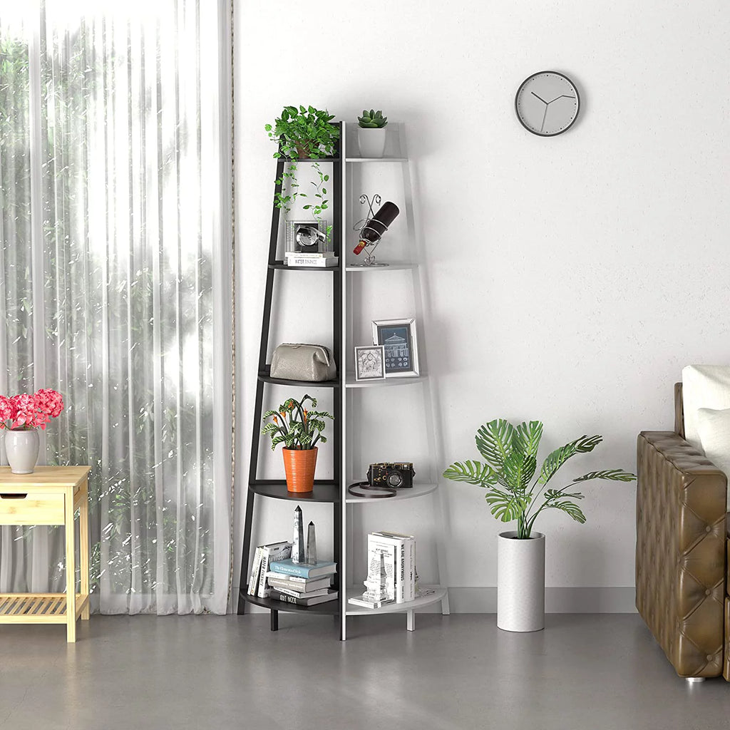 Black 5-Tier Corner Bookshelf V4322