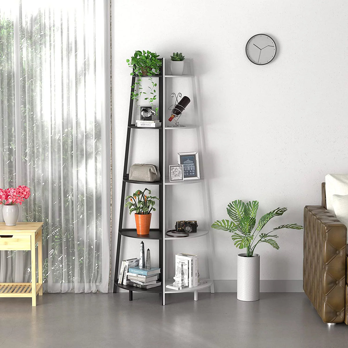 Black 5-Tier Corner Bookshelf V4322