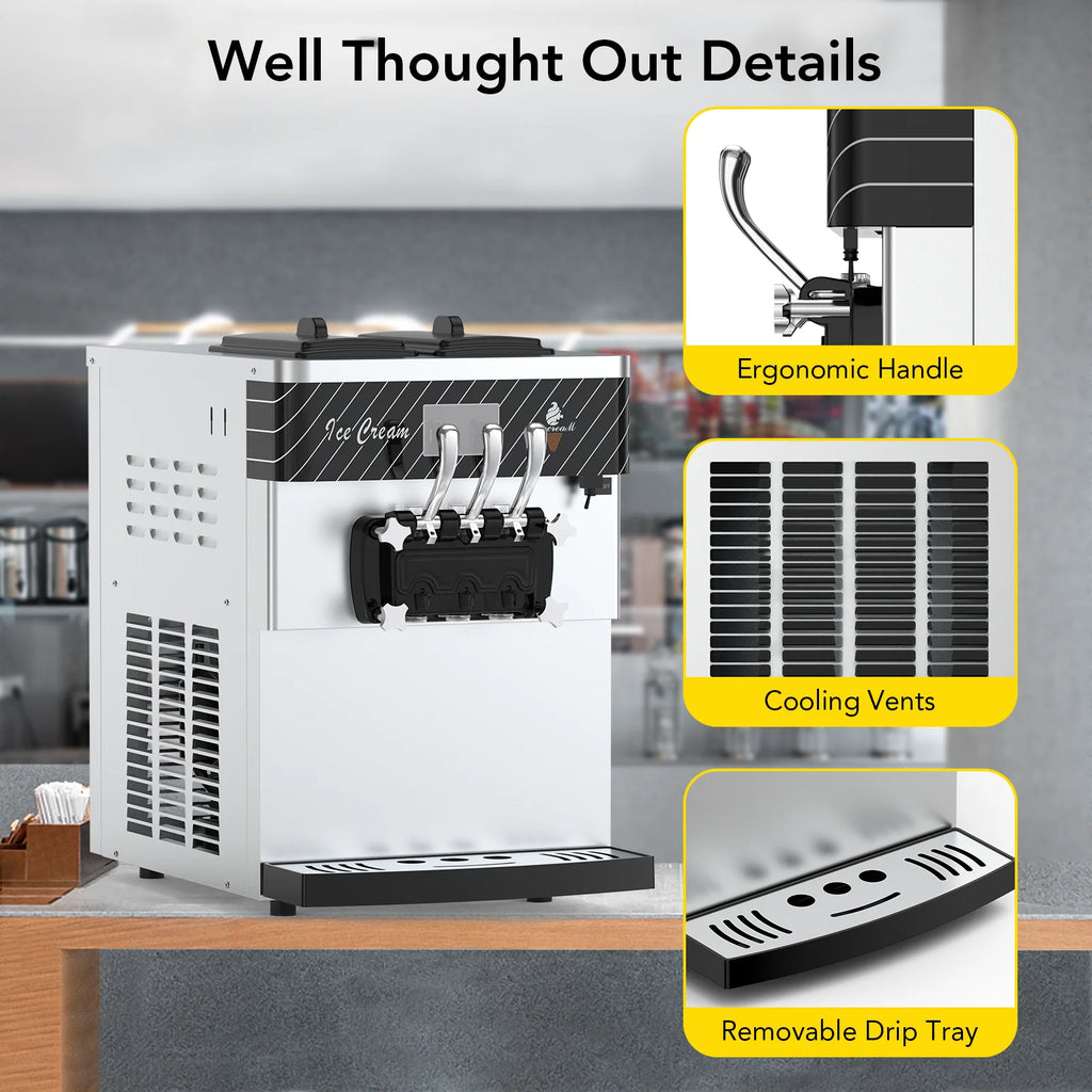 Soft Serve Ice Cream Machine, 3 Flavor Countertop O159847
