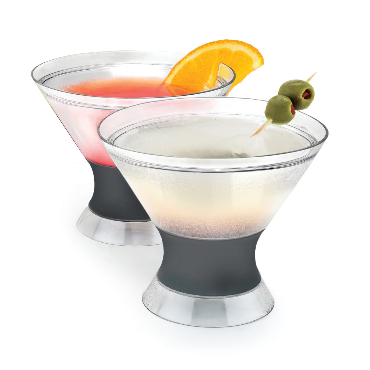 Double Wall Insulated Plastic Cooling Cups, Set of 2, Grey I462