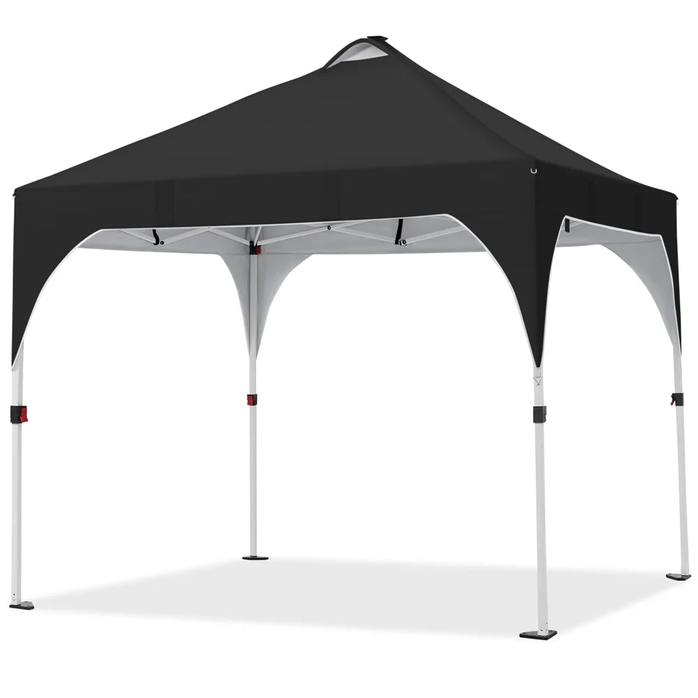 Black 10×10ft Canopy Tent with 17 Solar LED Lights Q6953