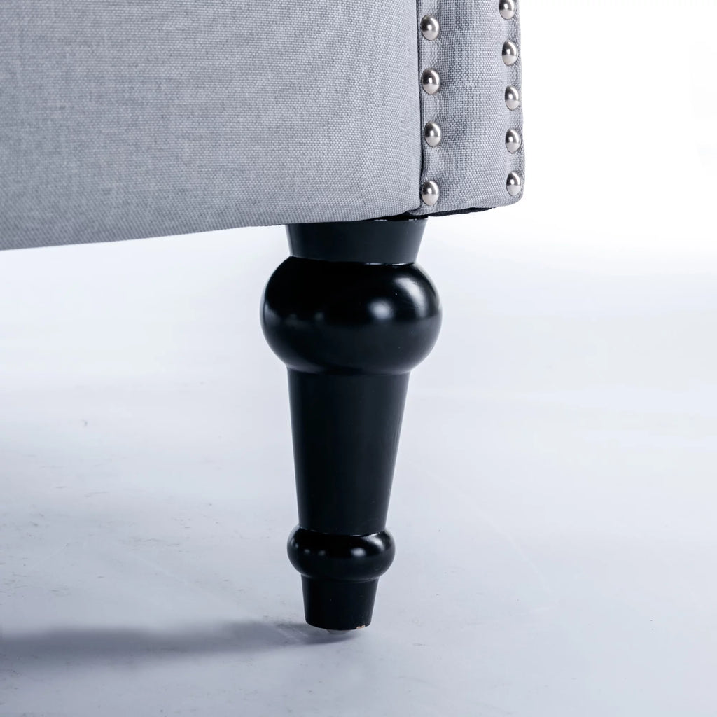 Light Gray Linen Fabric Accent Chair with Button Tufted Back T674