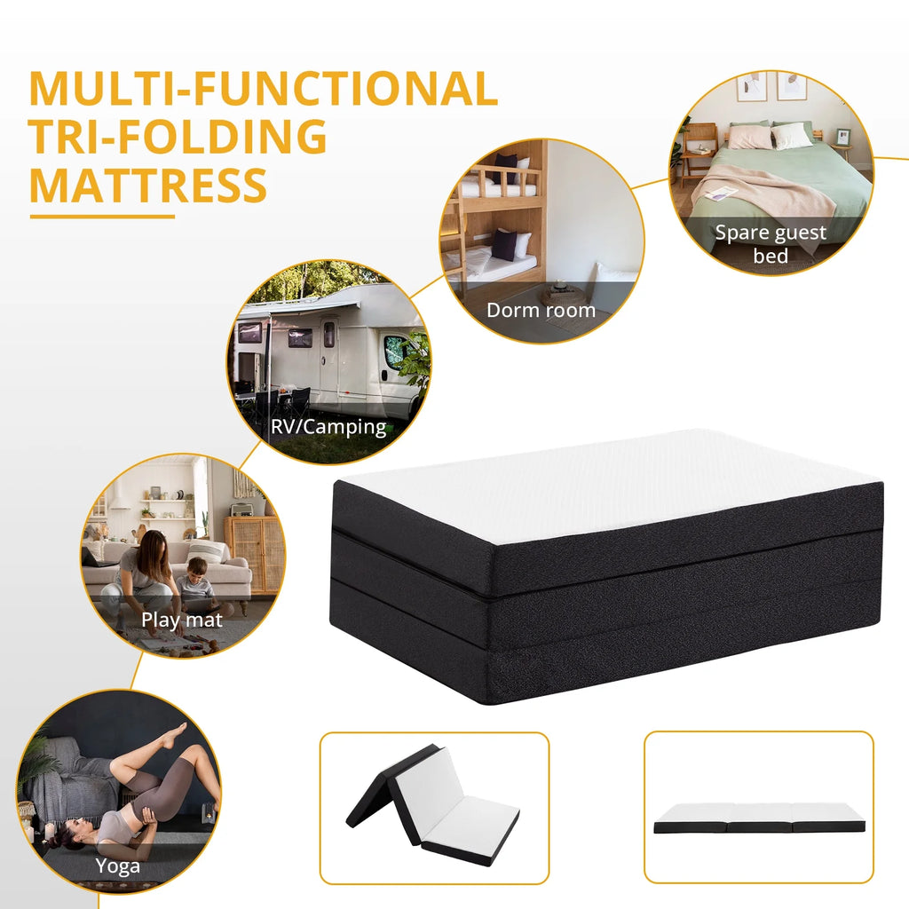 4 inches Folding Single Size Memory Foam Mattress with Cover Z44999