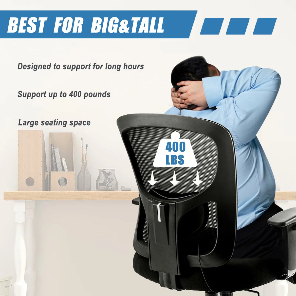 Big & Tall Black Mesh Ergonomic Office Chair with Lumbar Support F105