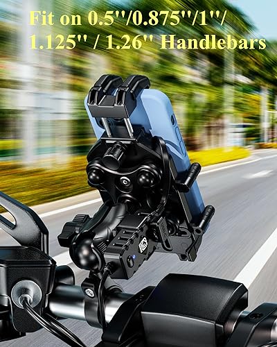 Motorcycle Phone Mount with 15W Wireless Charger & USB-C O99252