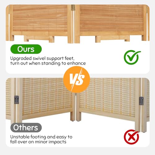 Beige 4 Panel Bamboo Room Divider D64157