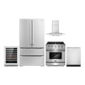 5 Piece Kitchen Appliance Package with Gas Range, Range Hood, Dishwasher, French Door Refrigerator & Wine Refrigerator L5492