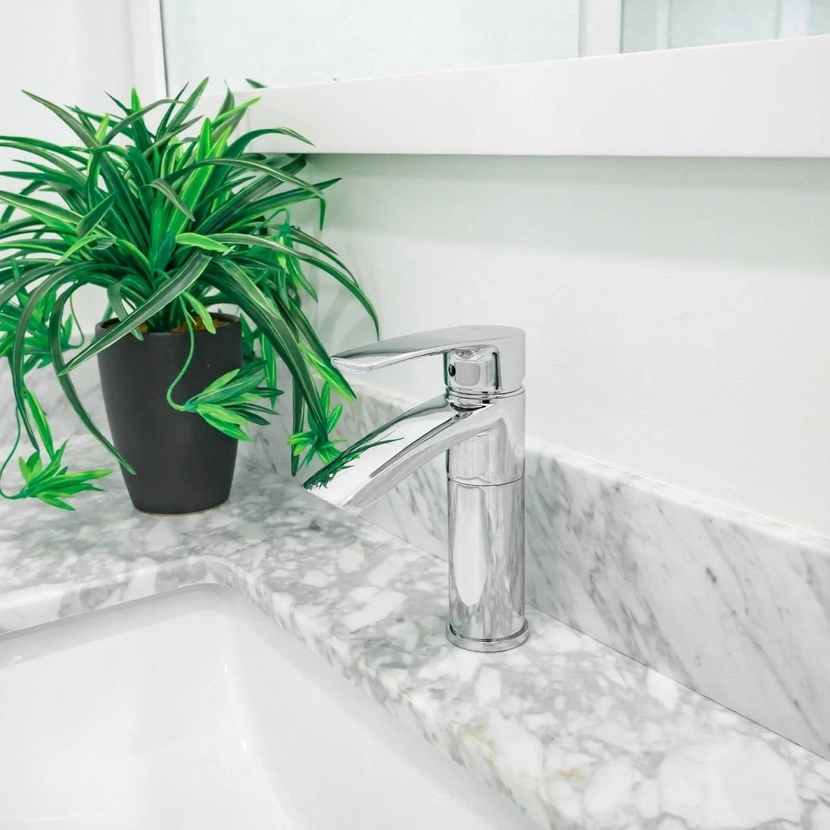 Brushed Nickel Single Hole Bathroom Sink Faucet with Swivel Spout B482
