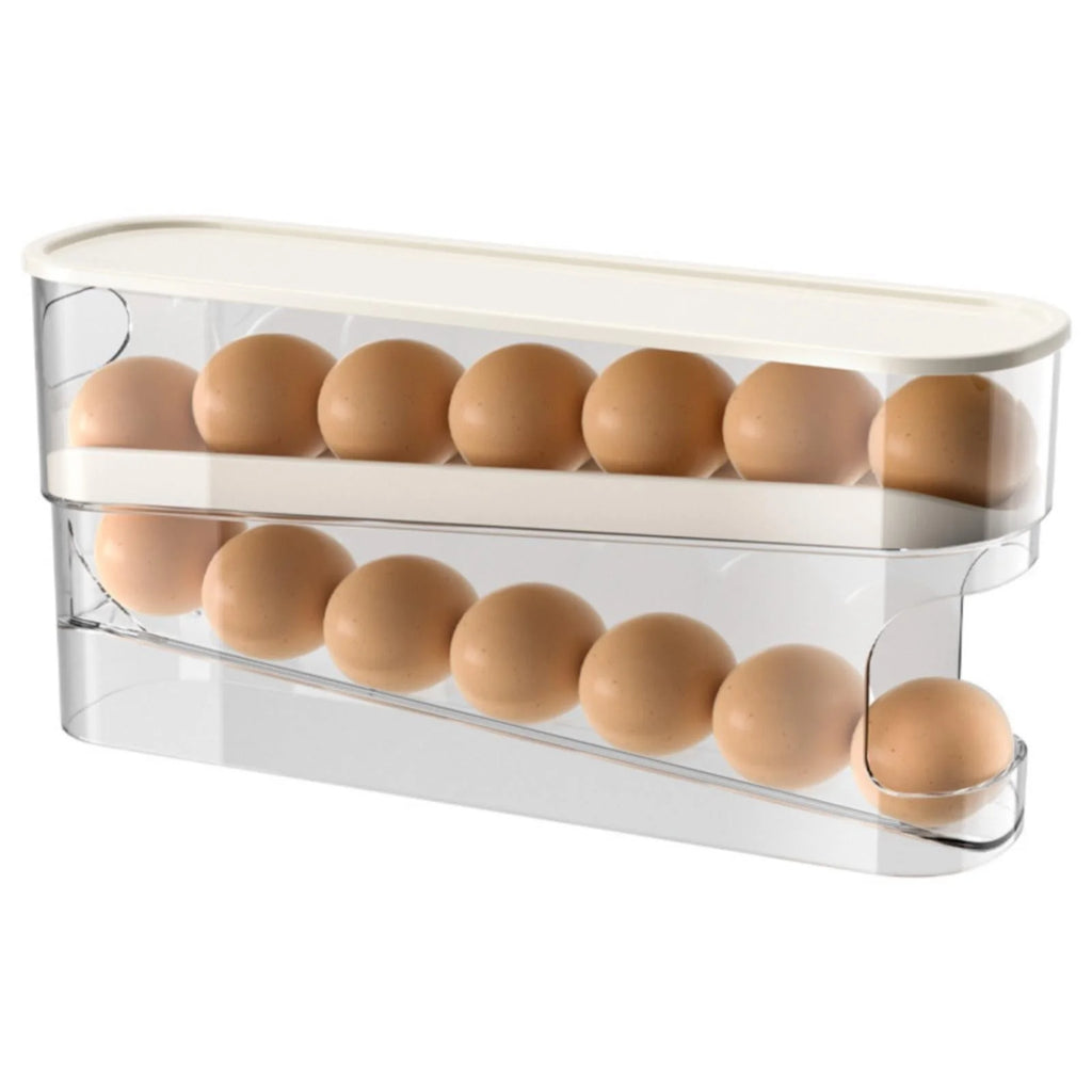 2 pcs Automatic Rolling Egg Storage Container Dispenser Y23684
