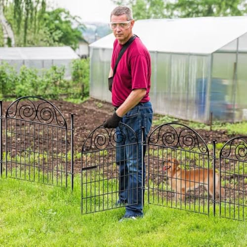 Tall Metal Garden Fence Animal Barrier with Gate, 40 in 12 Panels E292972