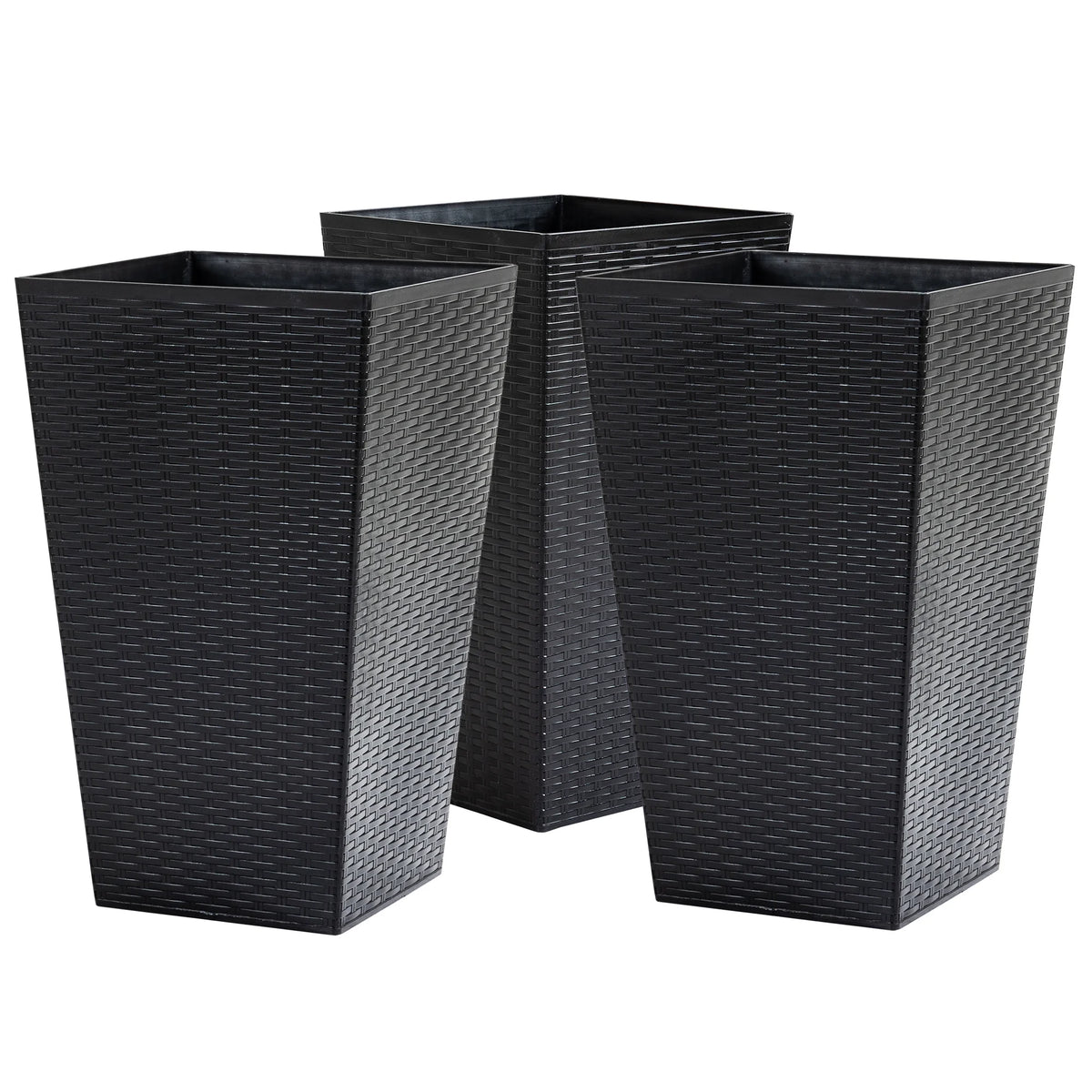 Black Set of 3 Tall Planters with Drainage Hole M56530