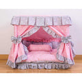 Princess Pink grey White Heart Pet Dog Handmade Bed House with Pillow S794