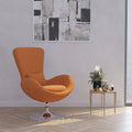 Orange Fabric Upholstered Swivel Lounge Chair L8845