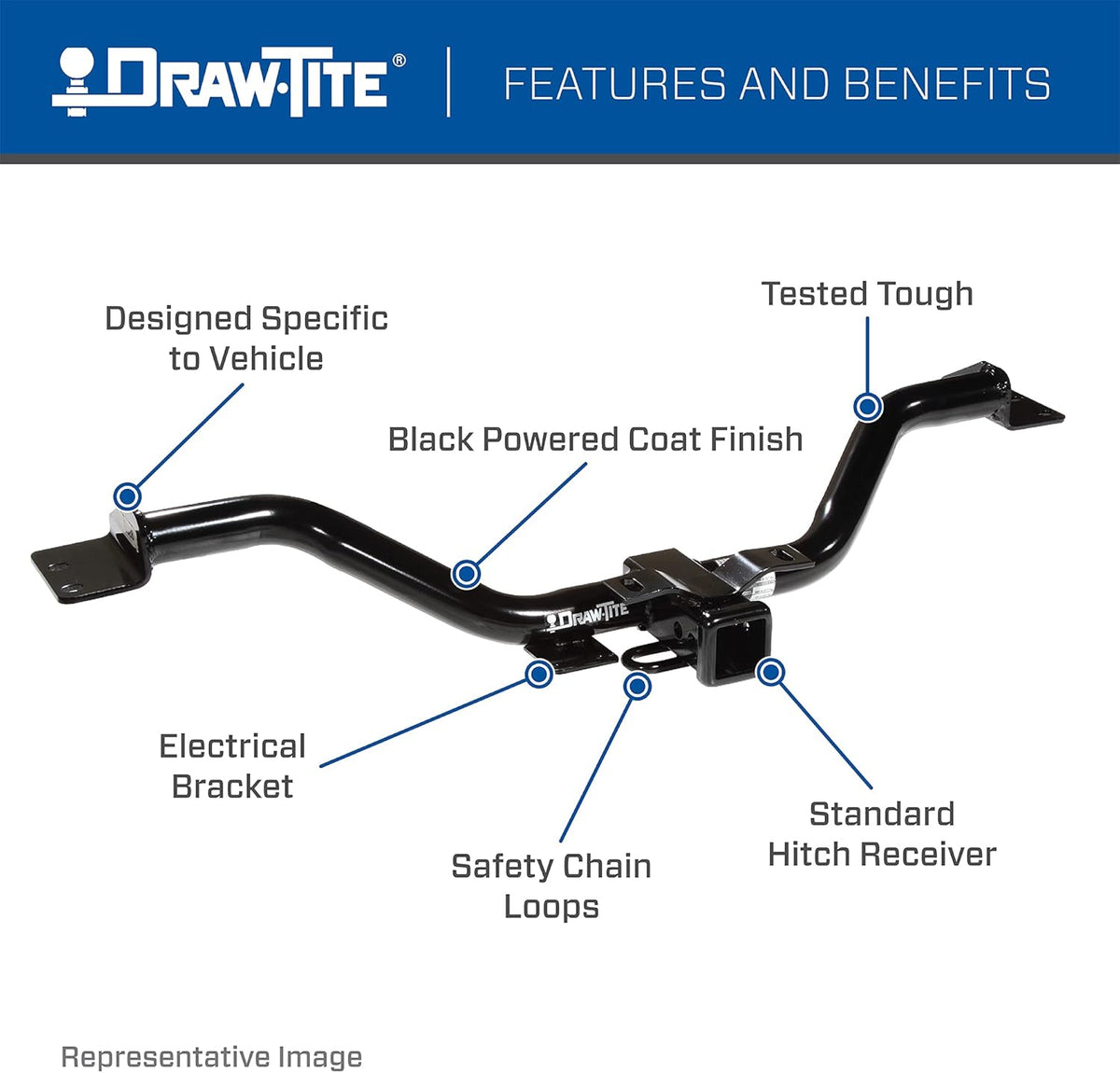 Class 4 Trailer Hitch, 2 Inch Receiver, Black I98895