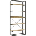 Oak Melamine and Black Painted Metal Bookcase D57662