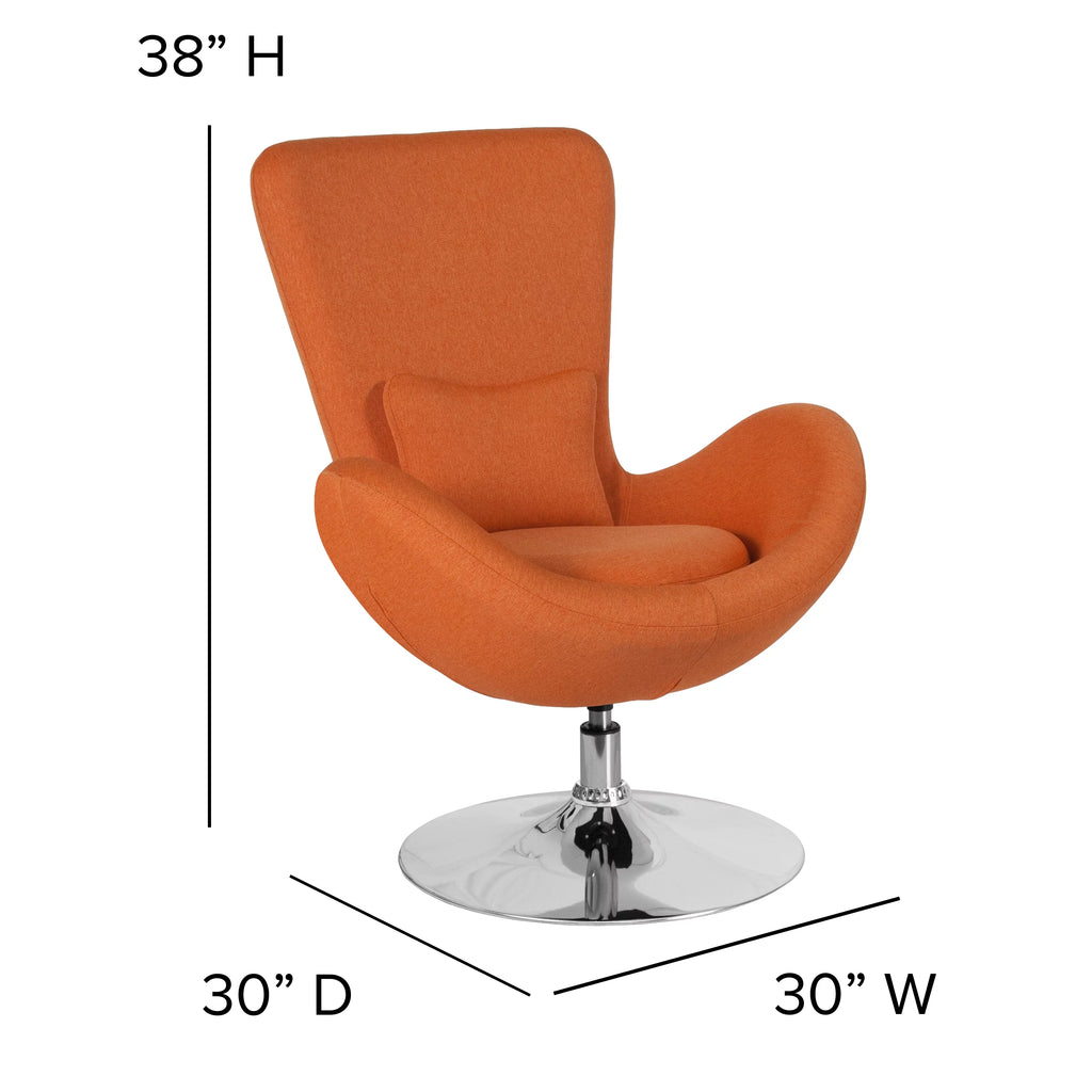 Orange Fabric Upholstered Swivel Lounge Chair L8845