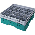 16 Compartment Full Size Glass Rack with 2 Extenders, Teal Y208222