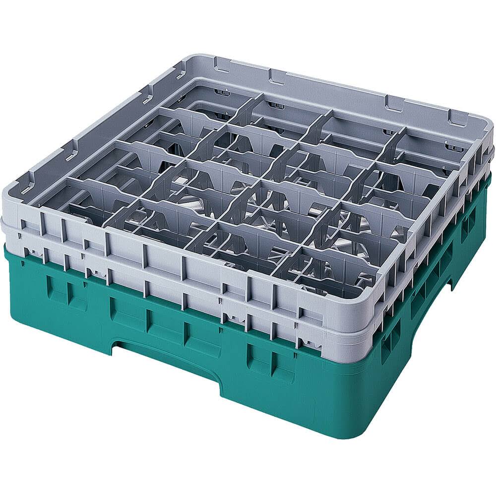 16 Compartment Full Size Glass Rack with 2 Extenders, Teal Y208222
