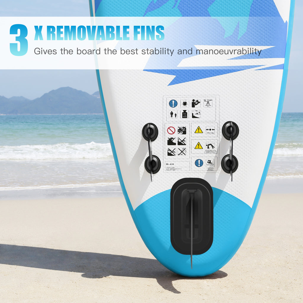 12' Inflatable Stand Up Paddle Board with 3 Fins, Adjustable Paddle, Pump & Carrying Backpack E129226