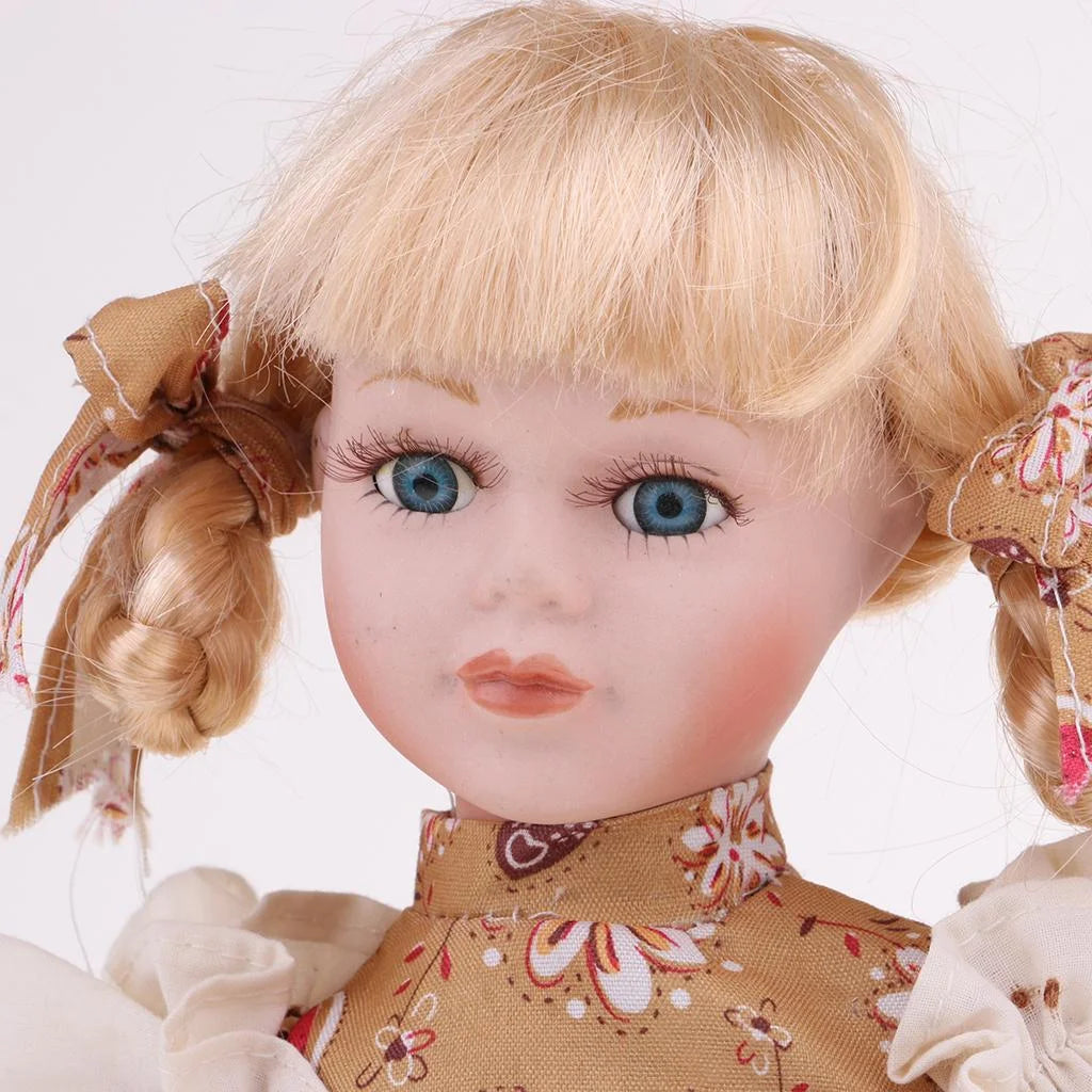 30cm Porcelain Girl Doll Figure with Yellow Clothes B235
