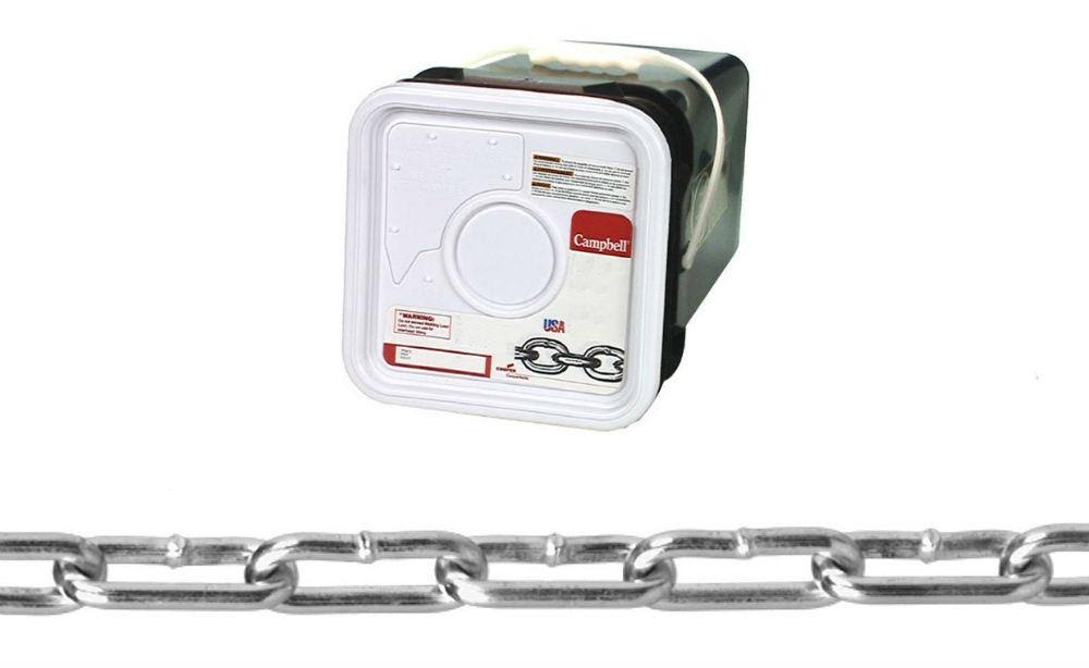 Straight Link Coil Chain, Zinc Plated, 440 lb, 250' E327754