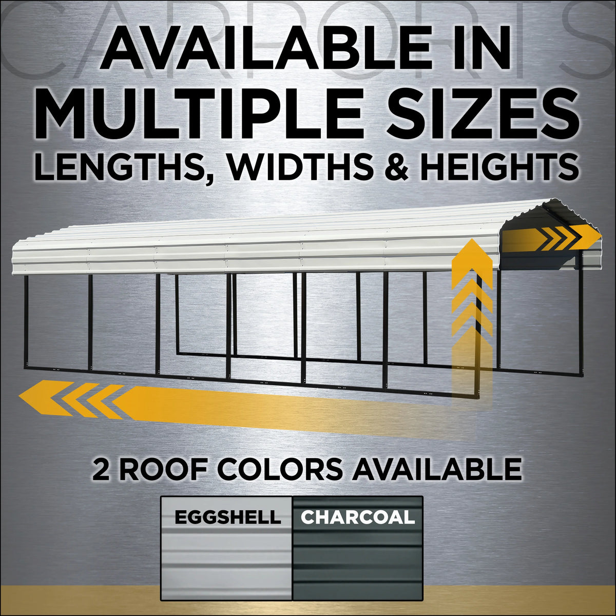 Galvanized Steel Carport Kit, 10' x 20' x 7' R624