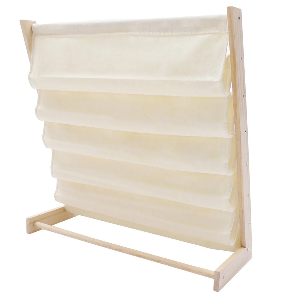 6 Tiers Wooden Kids Book Rack Storage Bookshelf with Canvas Shelves S79303