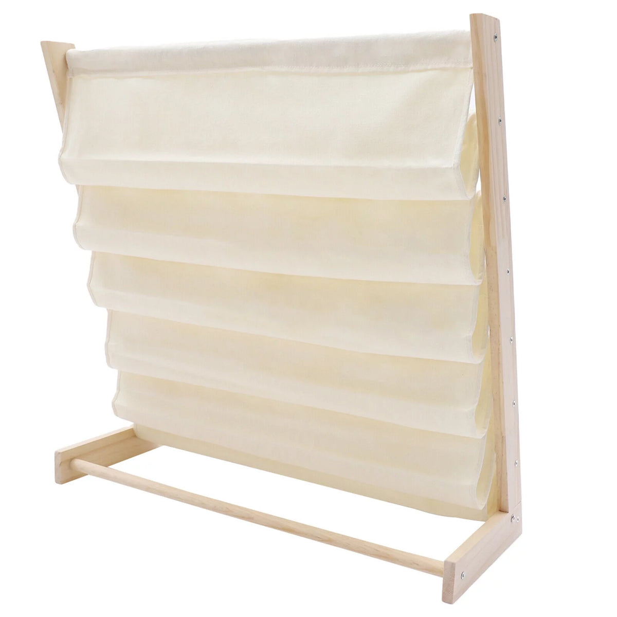 6 Tiers Wooden Kids Book Rack Storage Bookshelf with Canvas Shelves S79303