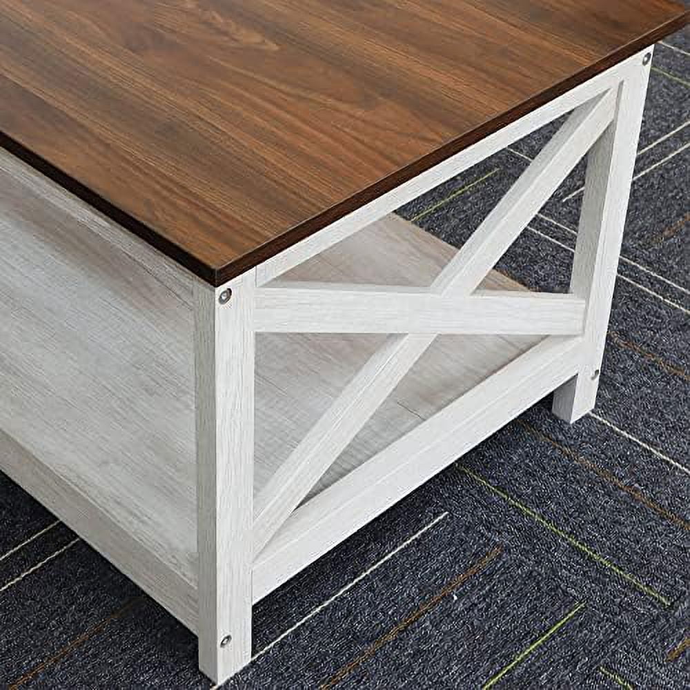 Vintage White 2-Tier Wood Coffee Table J8501